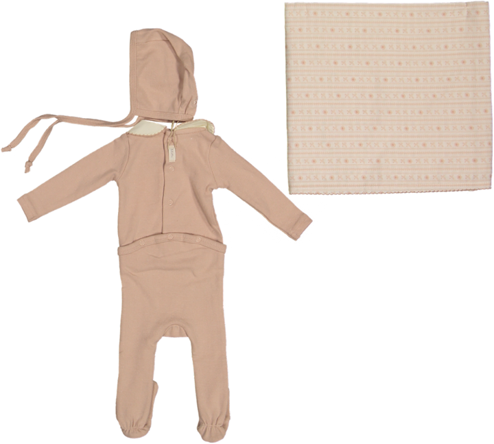 Sweetheart Collar Footie-Cream/Pink