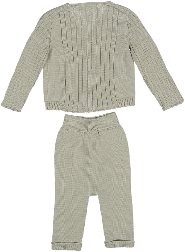 6467/6710-KNIT CARDIGAN/PANTS SET-Apple
