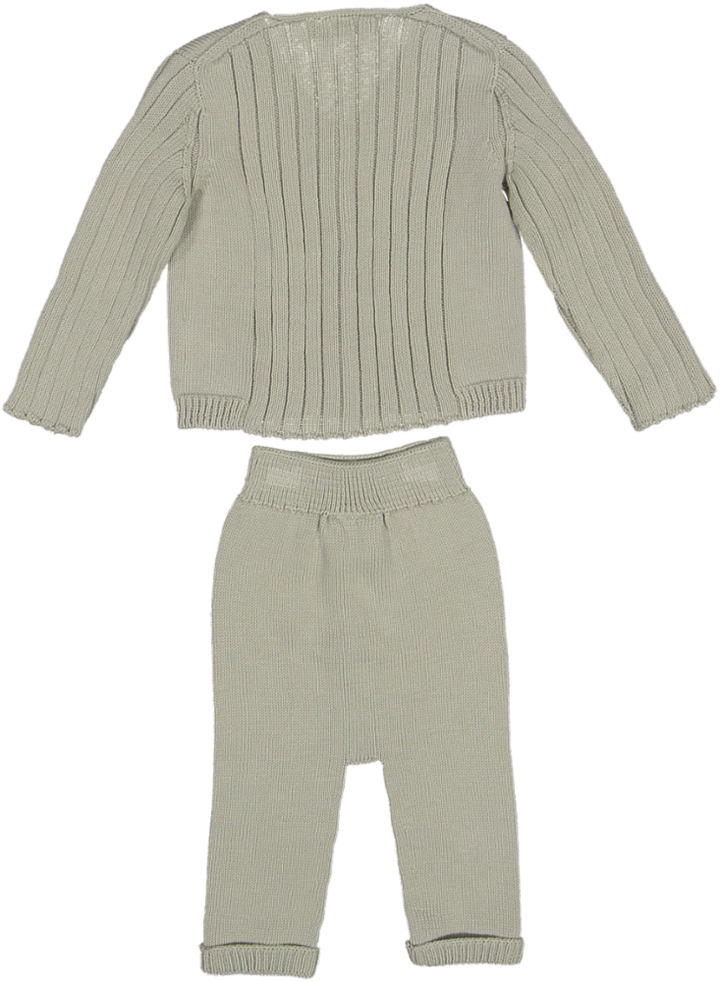 6467/6710-KNIT CARDIGAN/PANTS SET-Apple