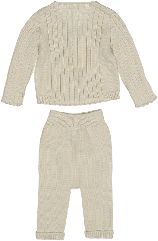6467/6710-KNIT CARDIGAN/PANTS SET-Cream