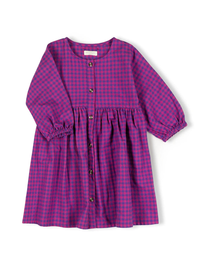 DR905 LON DRESS BLUEBERRY CHECKERED