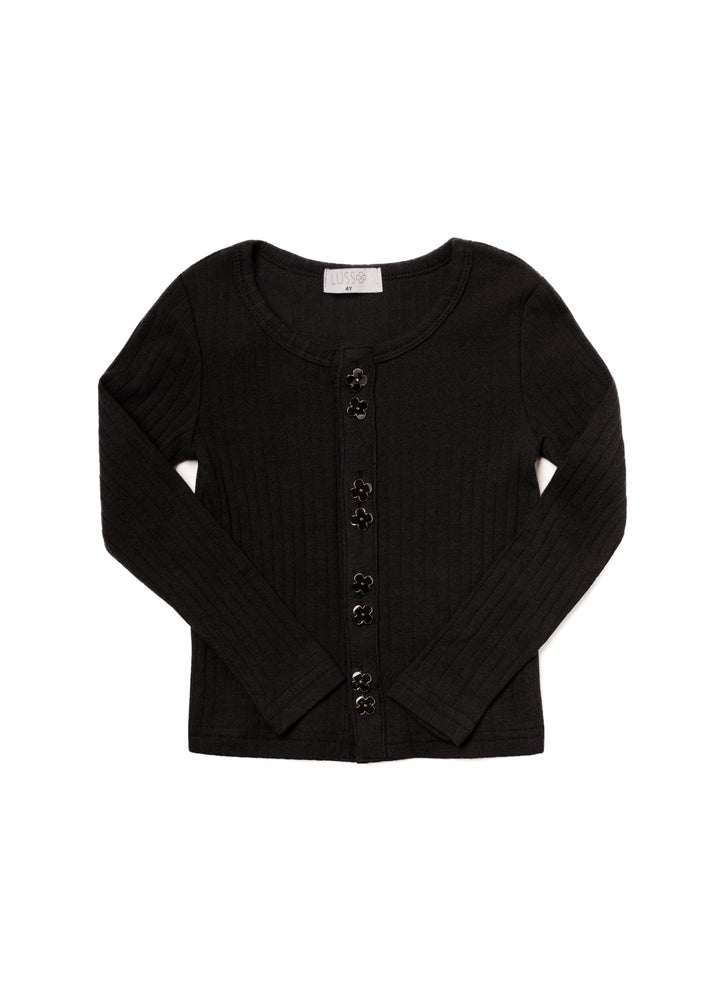 Black Pointelle Cardigan