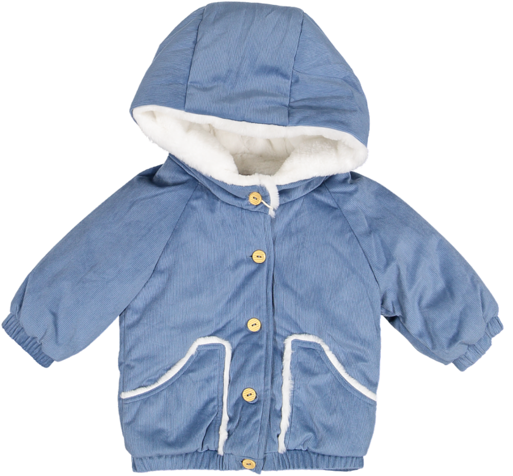 23563-Fur lining Corduroy Lightweight Jacket-Mid Blue