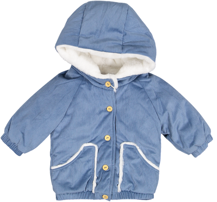 23563-Fur lining Corduroy Lightweight Jacket-Mid Blue