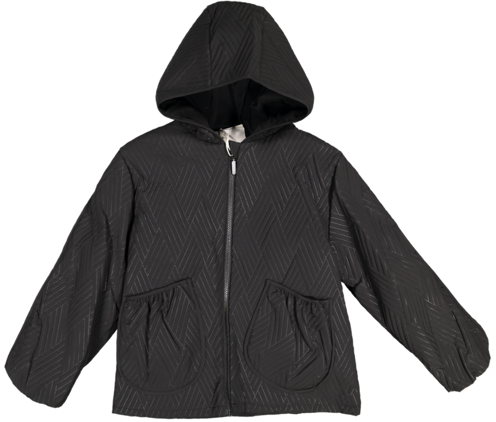 23597-Pocket Quilted Lightweight Jacket-Black