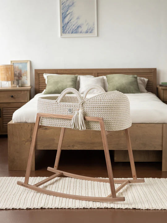 XL Moses Basket With Round Hood / With Mattress / Color Ecru