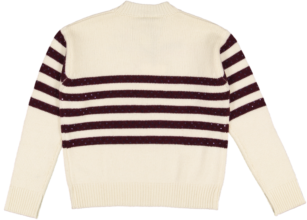 STUDDED JUMPER GIRL-CREAM/MERLOT