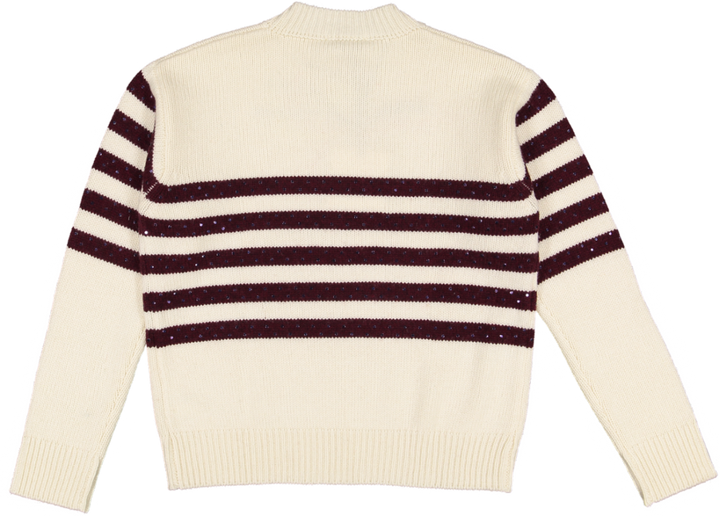 STUDDED JUMPER GIRL-CREAM/MERLOT