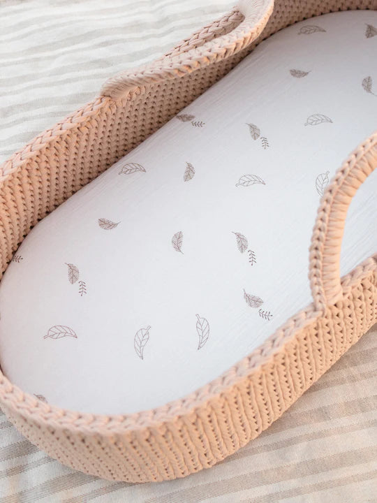 Muslin Fitted Sheets (for XL moses basket) / Color Leaves