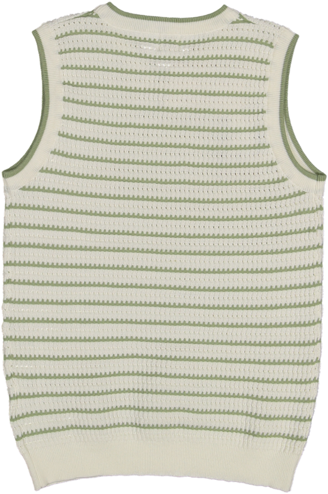 NKN473  STRIPE VEST-Sage