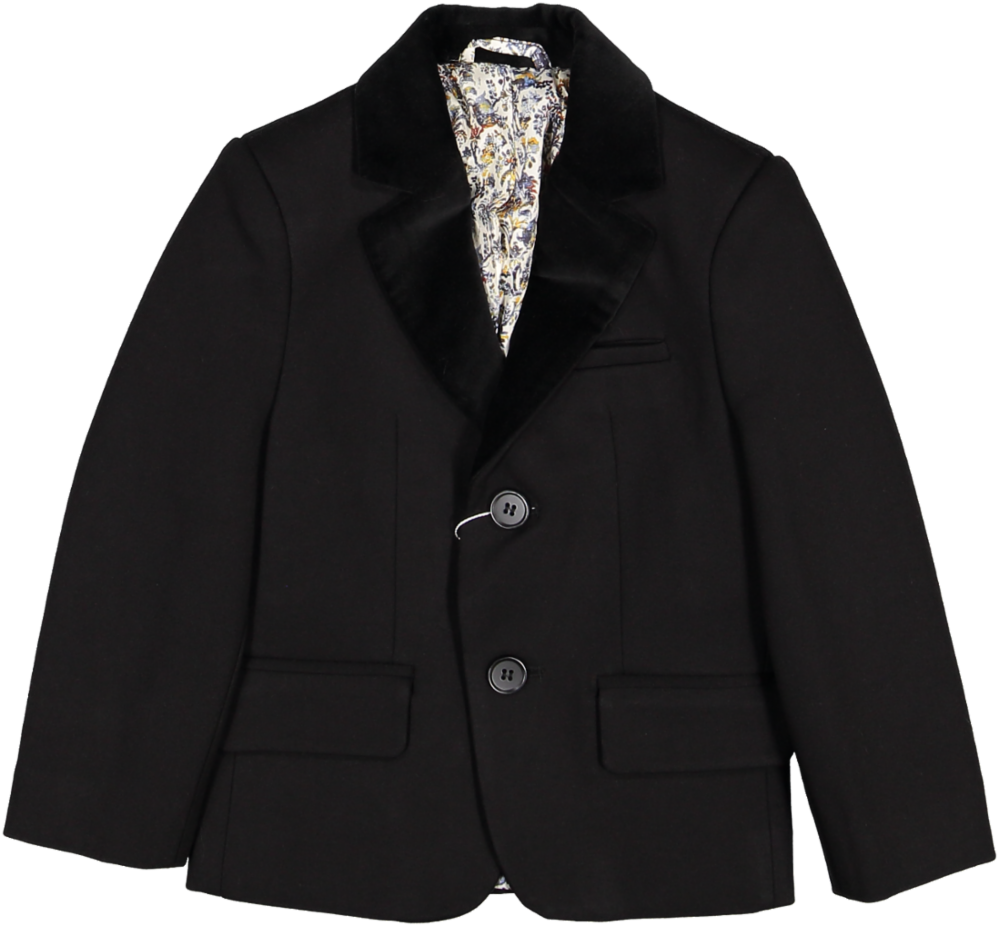 AW26NCNV5000-BOY'S JERSEY JACKET WITH VELVET COLLAR-BLACK