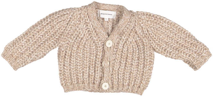 2060-BABY CARDIGAN FUZZY-TAN MELANGE