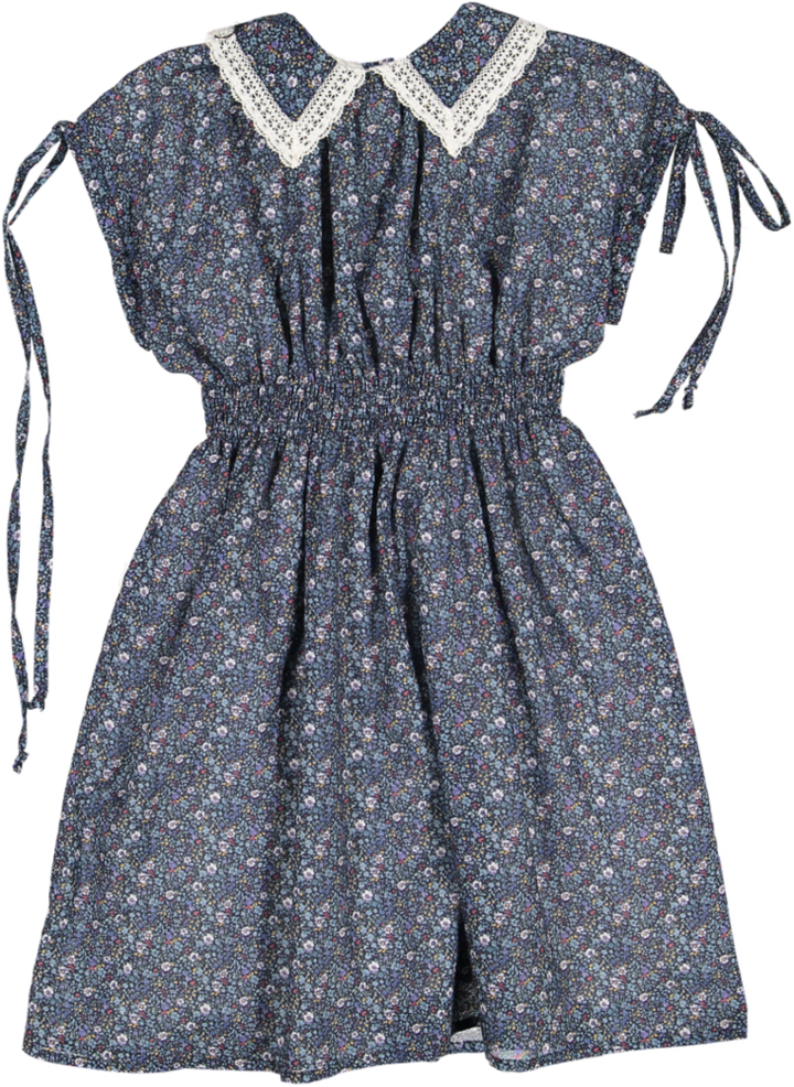 AVA DRESS LIBERTY FABRIC-BLACK WITH FLOWER PRINT