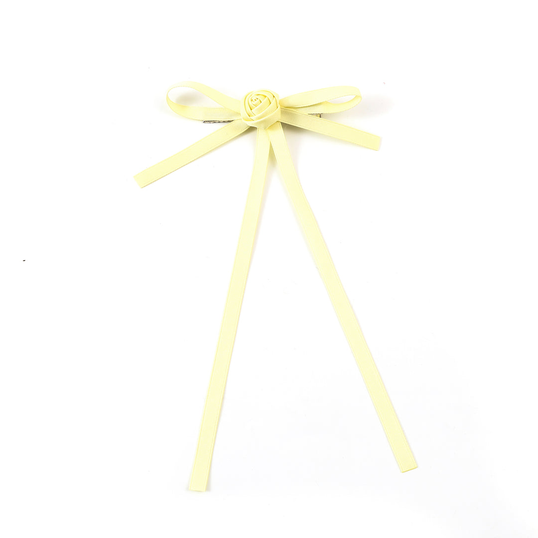 ROSSL005 DARLA ROSE SATIN LONGTAIL CLIP PALE YELLOW