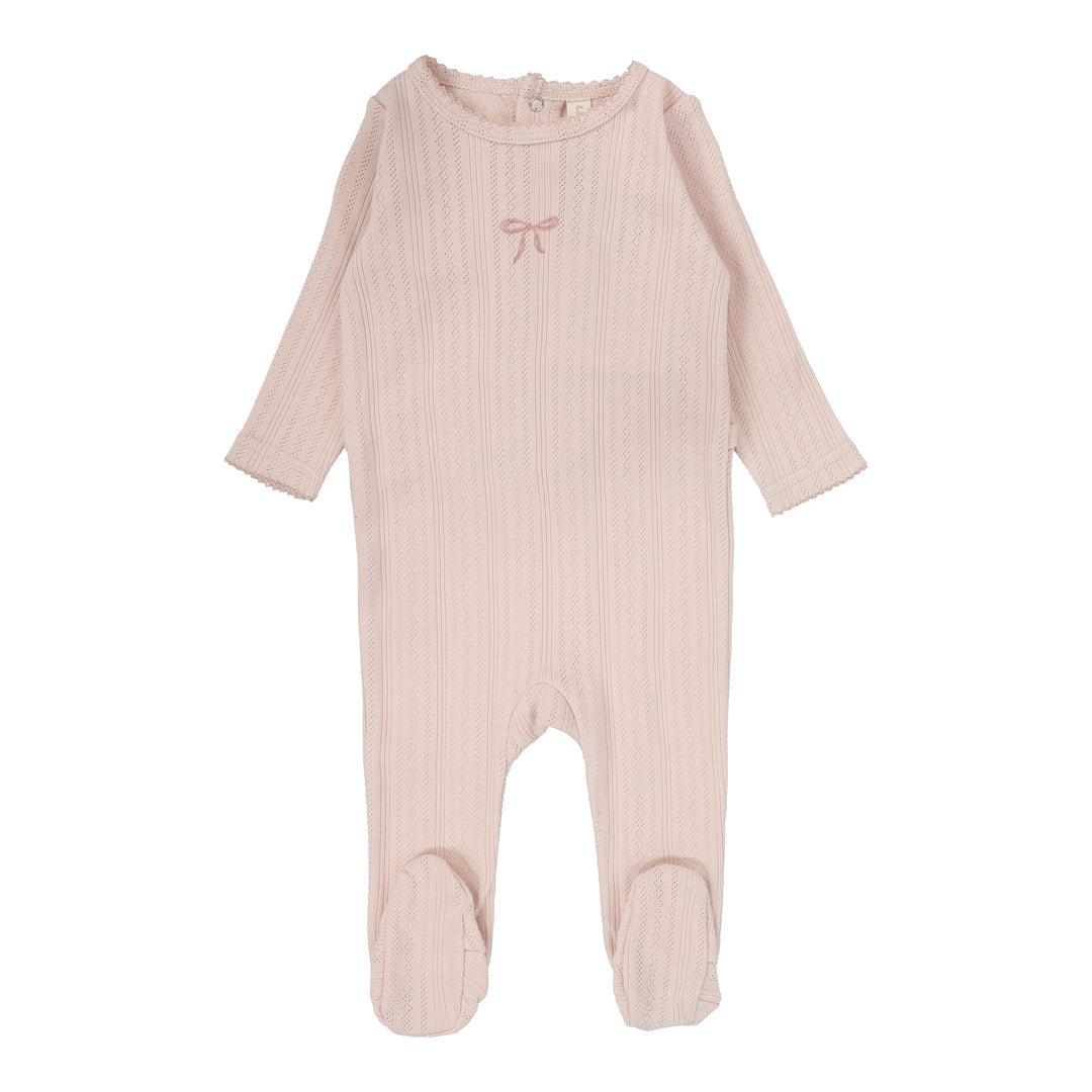Pointelle Graphic Footie Soft-Soft Pink Bow
