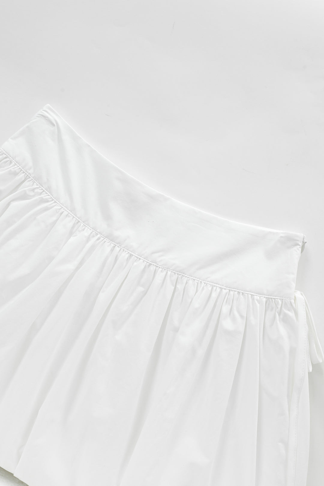 MIDI CIRCLE SKIRT WITH SIDE TIE-WHITE
