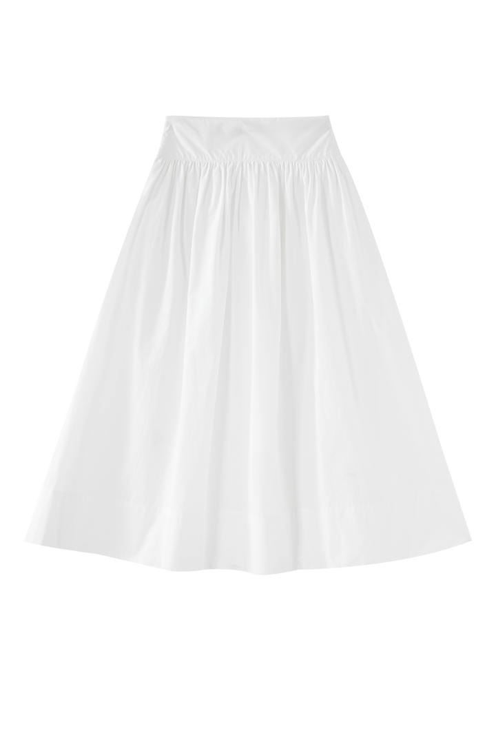 MIDI CIRCLE SKIRT WITH SIDE TIE-WHITE