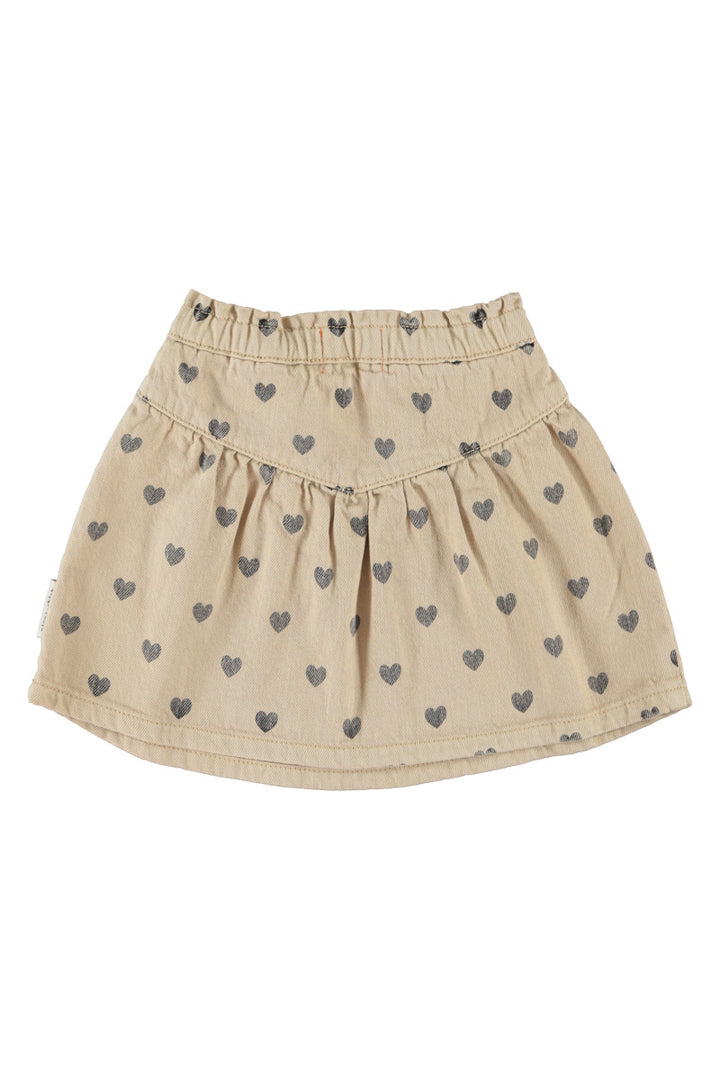 MN2607USA KNEE-LENGTH SKIRT - BEIGE W/ BLACK HEARTS