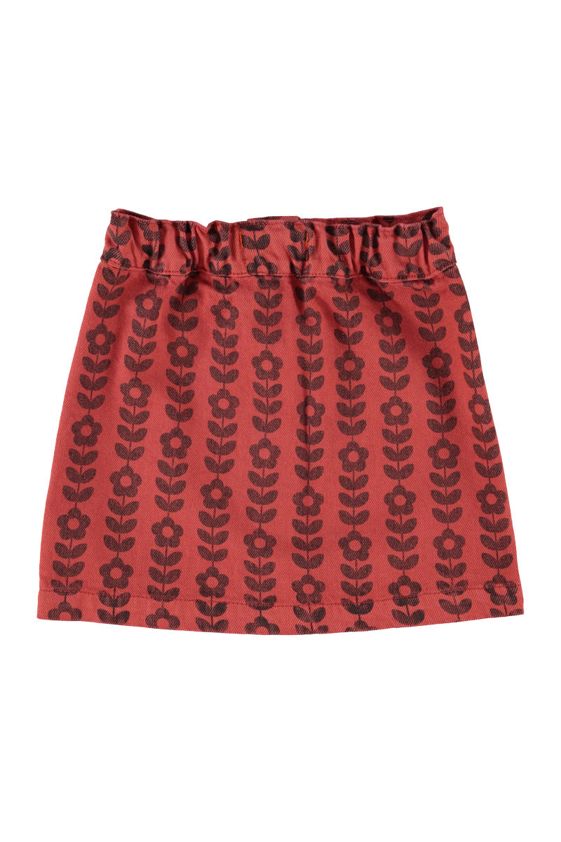 MN2611 SHORT SKIRT - BORDEAUX W/ BLACK FLOWERS