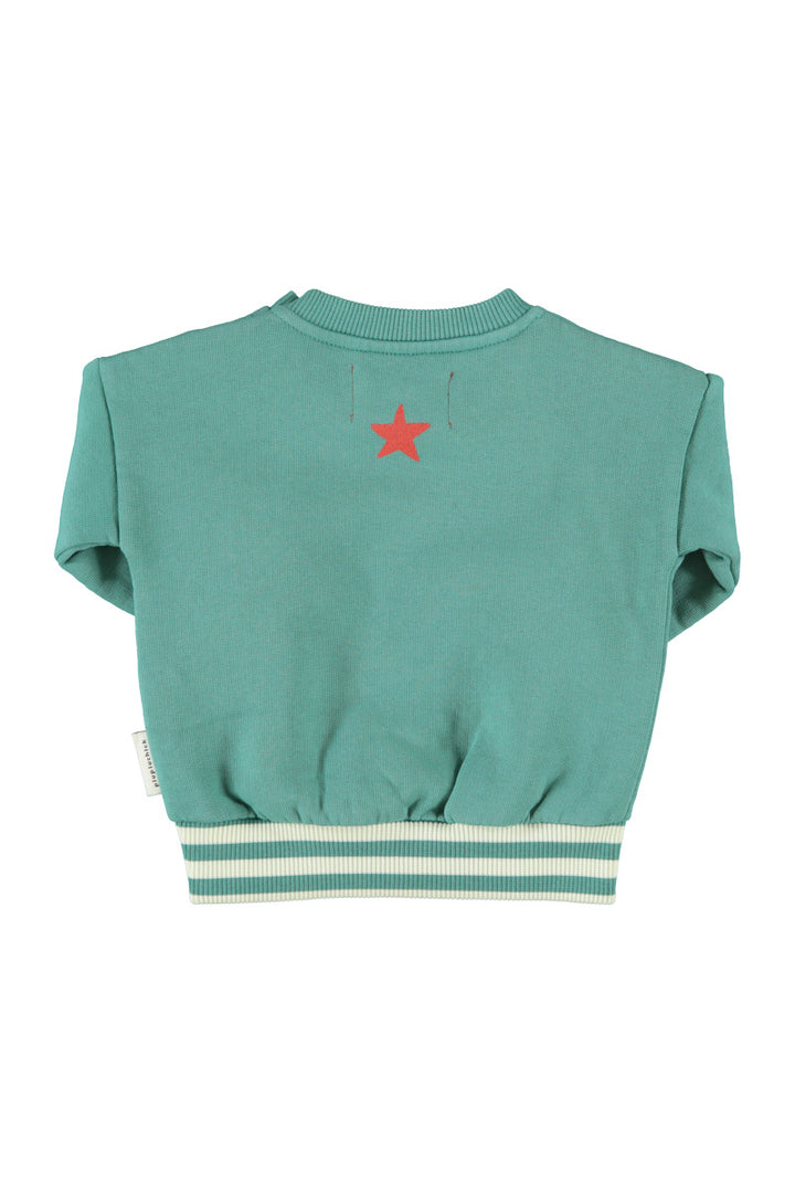 FLP2603.B SWEATSHIRT - GREEN W/ "HERE WE GO" PRINT