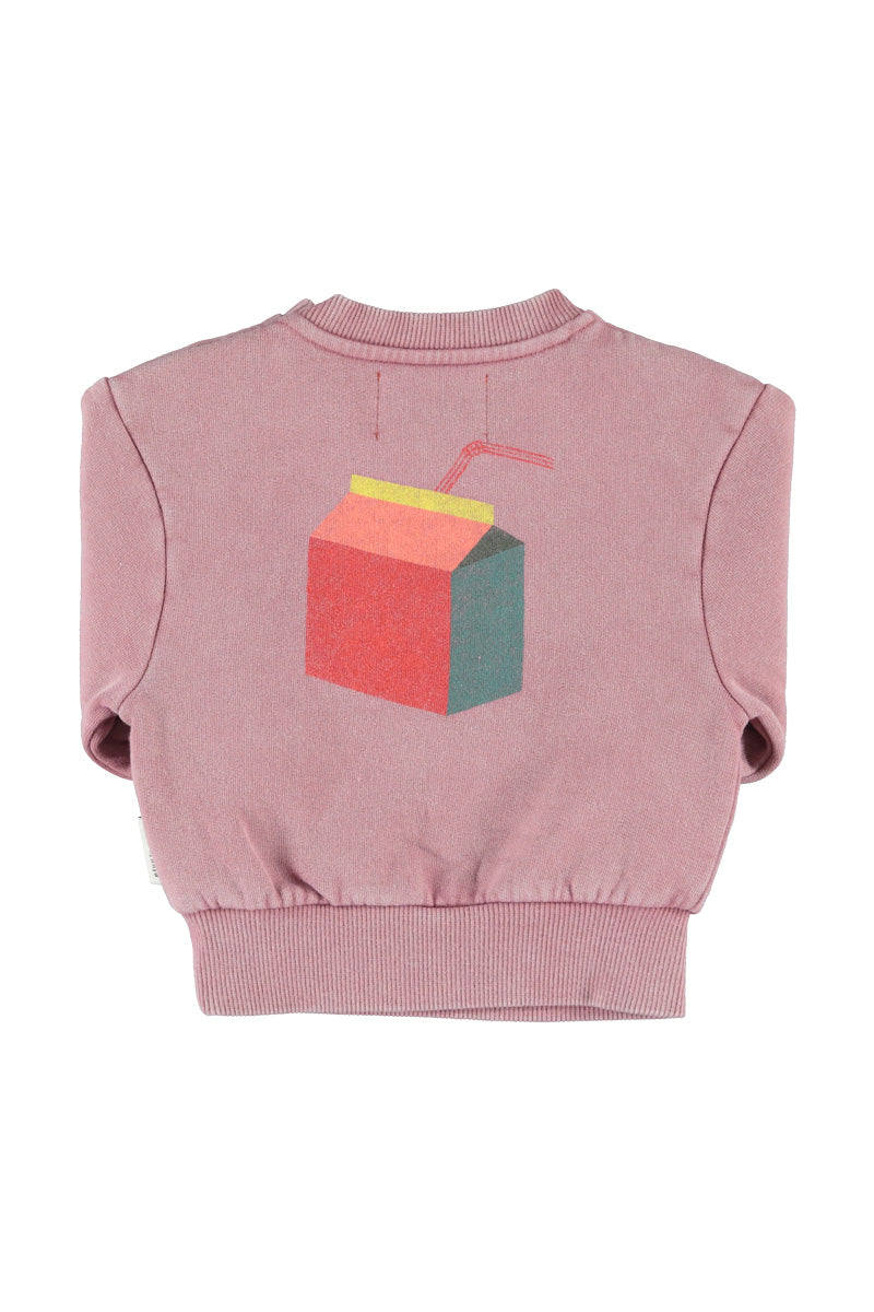 FLP2607.B OVERSIZED SWEATSHIRT - PINK W/ "LUNCH BREAK" PRINT