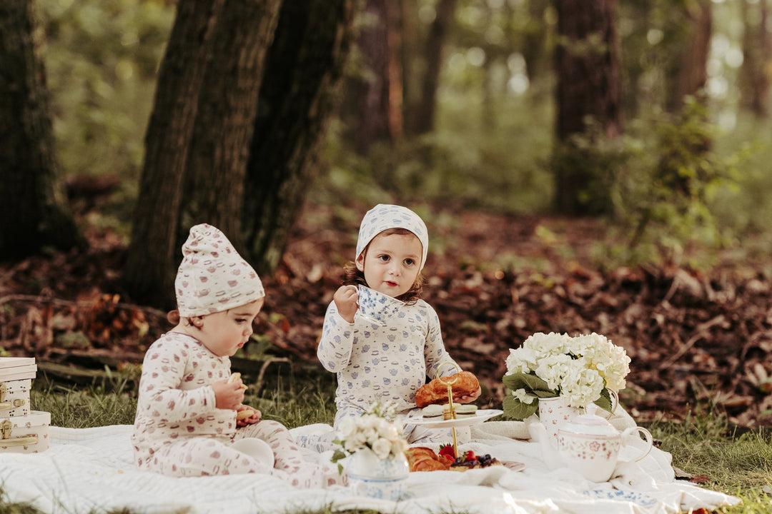 Tea Party Footie-Blue