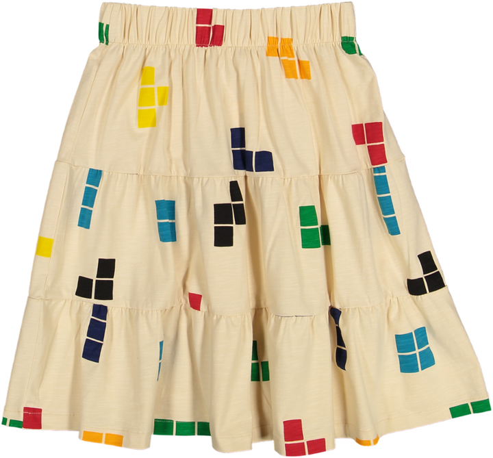 18-058-TIERED SKIRT-Tetris Print