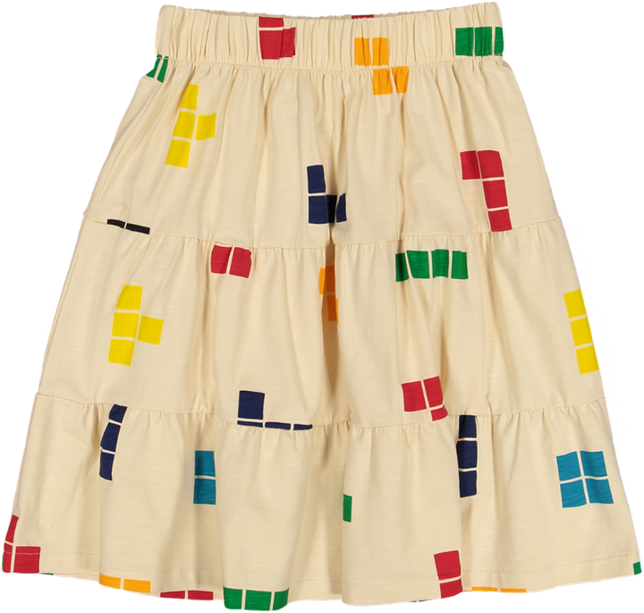 18-058-TIERED SKIRT-Tetris Print