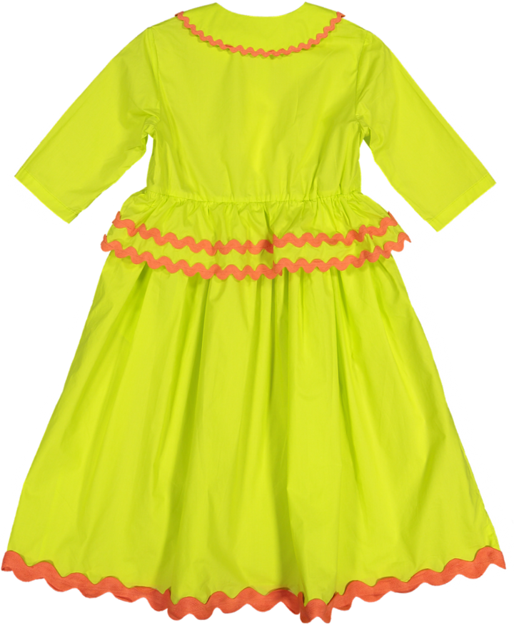 SDR359S-TEA LENGTH RIC RAC DRESS (CUSTOM)-LEMON