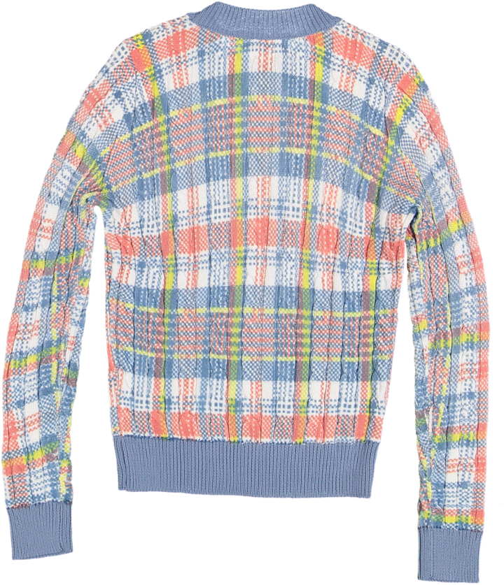 C-24288-Denim Plaid Print Sweater Multi