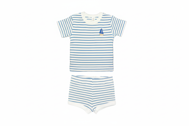 VR005/VR007 Short Sleeve Top and Shorts - Blue Stripes