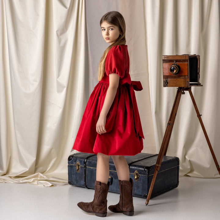 AW24-12/02-Rebeca dress-Deep red velvet and knit