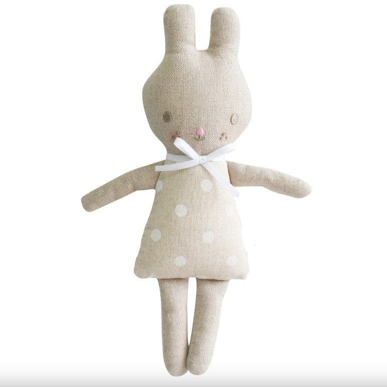 BOBBIE BUNNY LINNEN RATTLE-WHITE SPOT