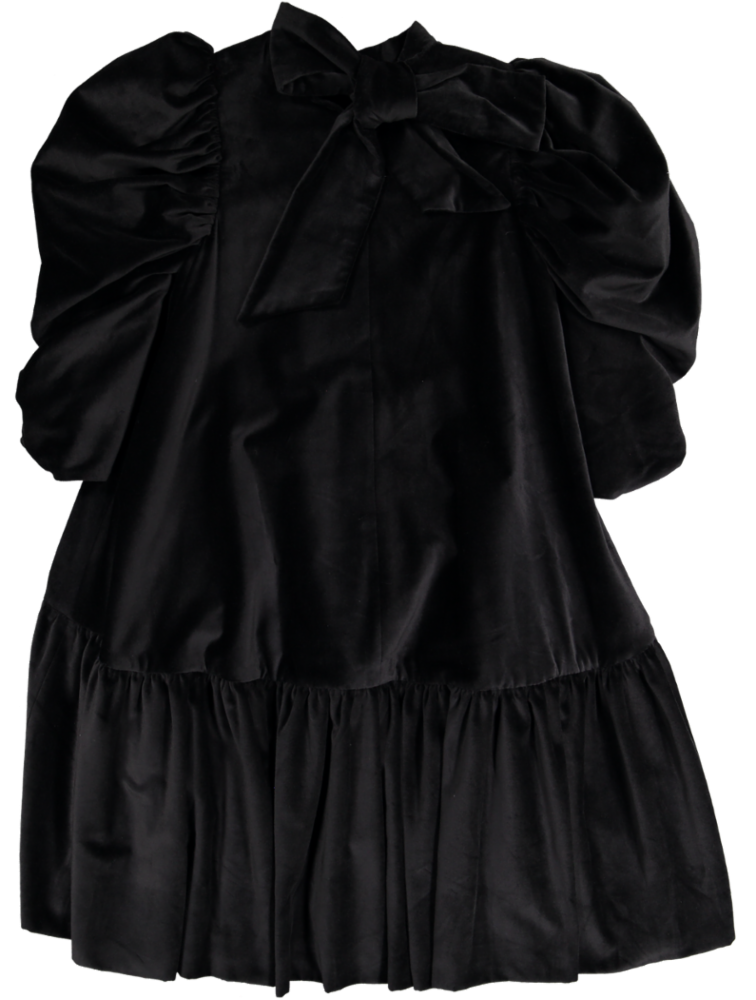 AW22-04.EVELYN DRESS- MIDNIGHT BLACK VELVET